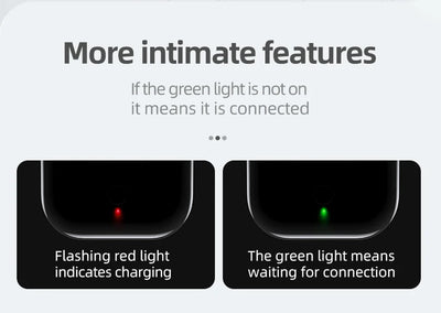 Instructional graphic showing earphone charging and connection status indicators.