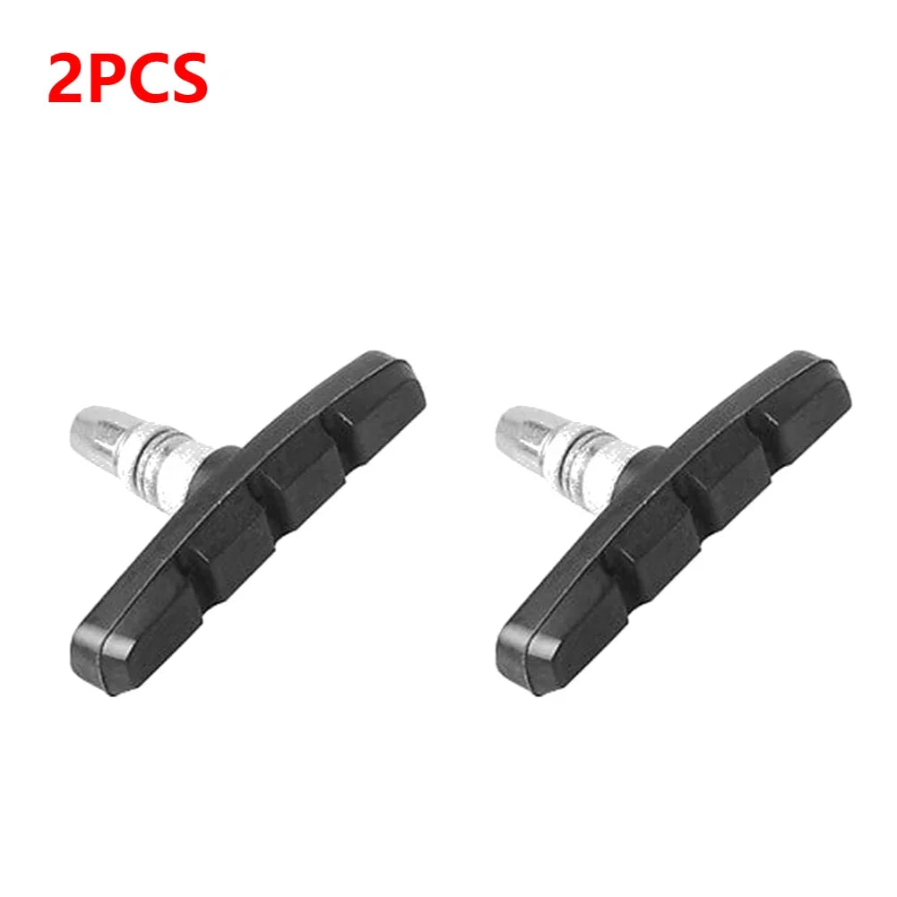 Silent V-Brake Pads, durable rubber brake shoes for MTB and folding bikes, 2 pieces, high-performance cycling accessories.