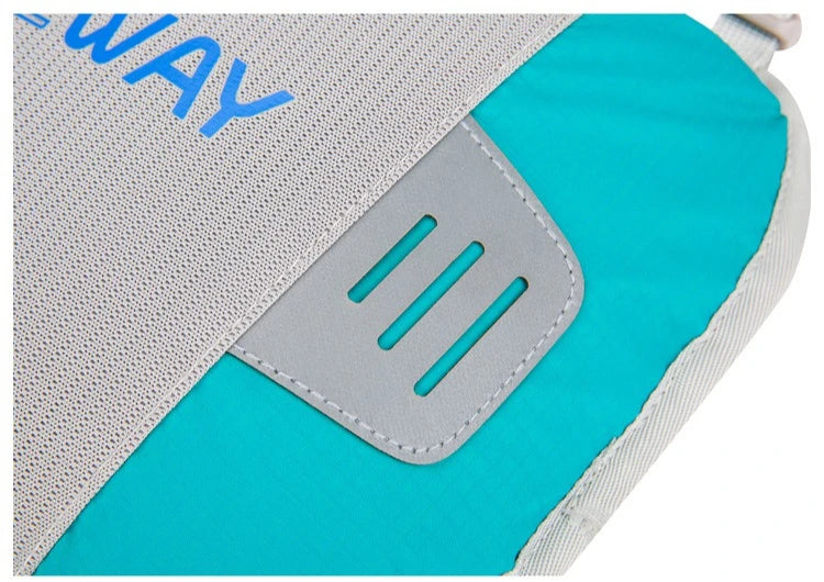 Close-up of the Ultralight Waterproof Hydration Backpack's mesh and polyester materials, designed for comfort in outdoor activities.