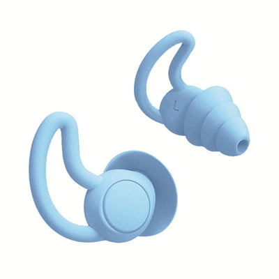 Waterproof silicone earplugs in blue for swimming and noise reduction, ideal for sleeping and diving.