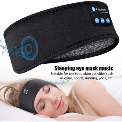 Wireless headband headphones and eye mask for sleep, sports, and relaxation, featuring active noise cancellation.