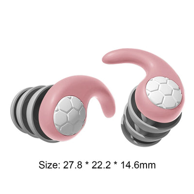 Silicone earplugs in pink and black design, waterproof and noise reduction, ideal for swimming, sleeping, and diving.