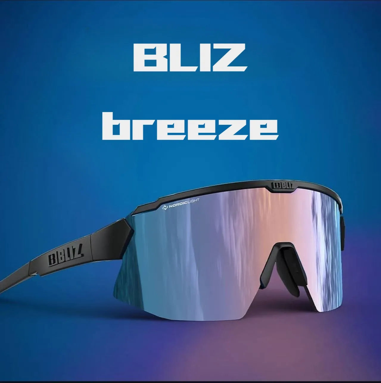 BLIZ Breeze polarized cycling glasses with UV protection for MTB and road biking, showcasing sleek design.
