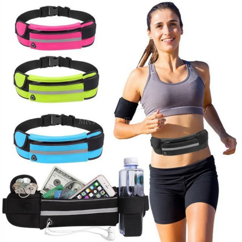 Unisex waterproof running waist pack in multiple colors, perfect for holding phone and essentials while exercising.