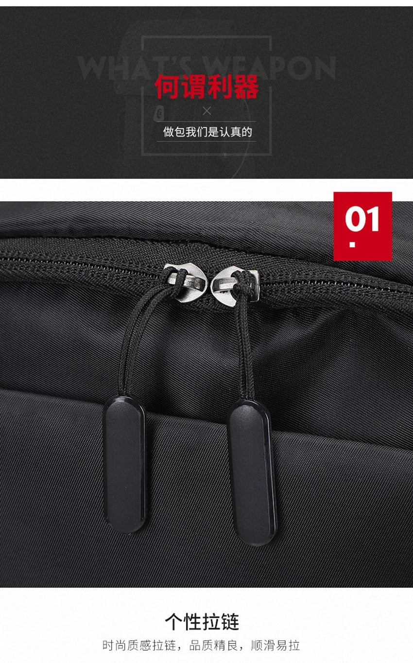 Close-up of zippers on a black softback backpack, showcasing durable design and stylish features.