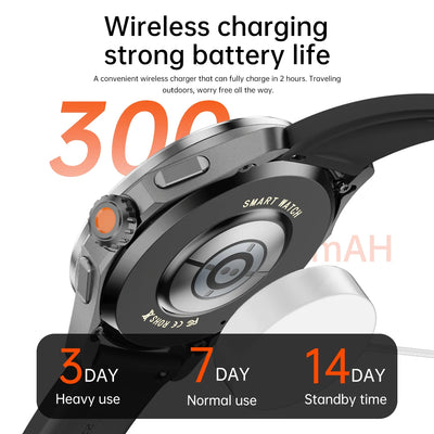 Xiaomi S4 Ultra Smartwatch showcasing wireless charging and strong battery life with 300mAh capacity, ideal for active lifestyles.
