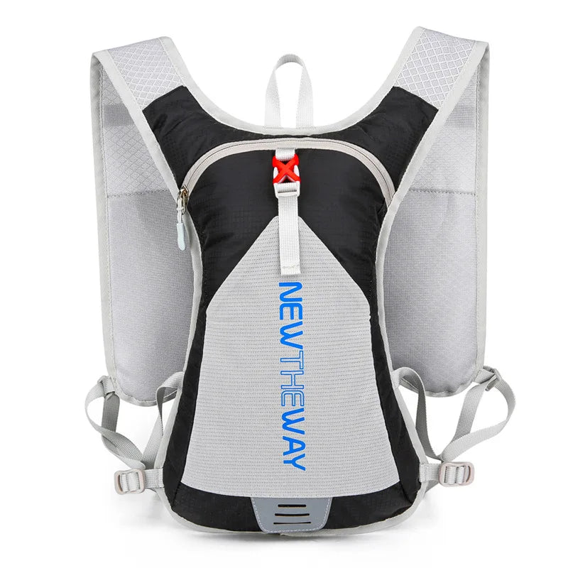 Ultralight waterproof hydration backpack for outdoor running and cycling, unisex design, adjustable straps.