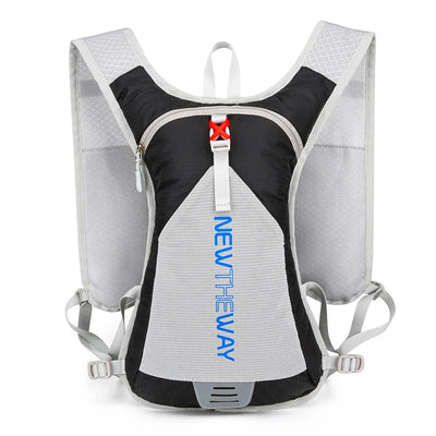 Ultralight waterproof hydration backpack for outdoor running and cycling, unisex design, adjustable straps.