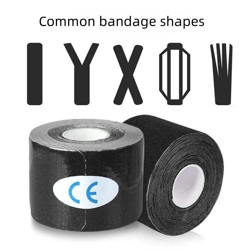 Kinesiology tape roll with common bandage shapes, ideal for skin care and wrinkle removal. 2.5CM x 5M model from NoEnName.
