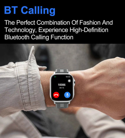 Smart watch featuring Bluetooth calling function, showcasing modern design and technology on a wrist.