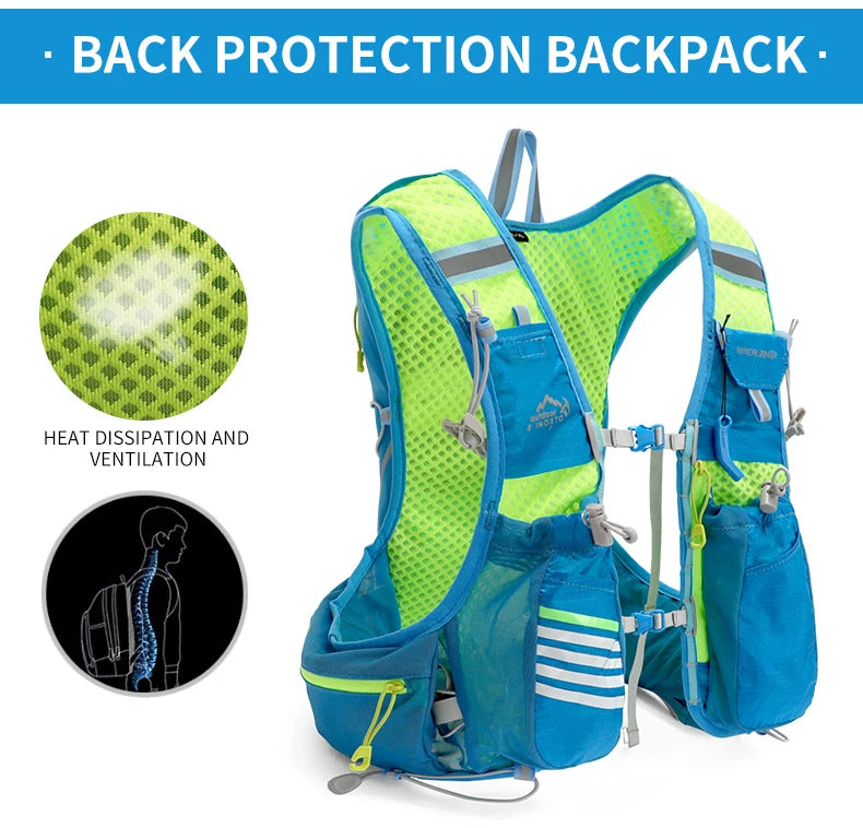 Ultralight back protection backpack featuring heat dissipation and ventilation for running and outdoor activities.