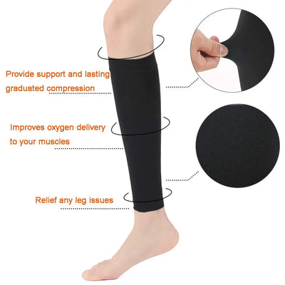 Compression calf sleeve providing graduated support and oxygen delivery, ideal for leg relief and better circulation.