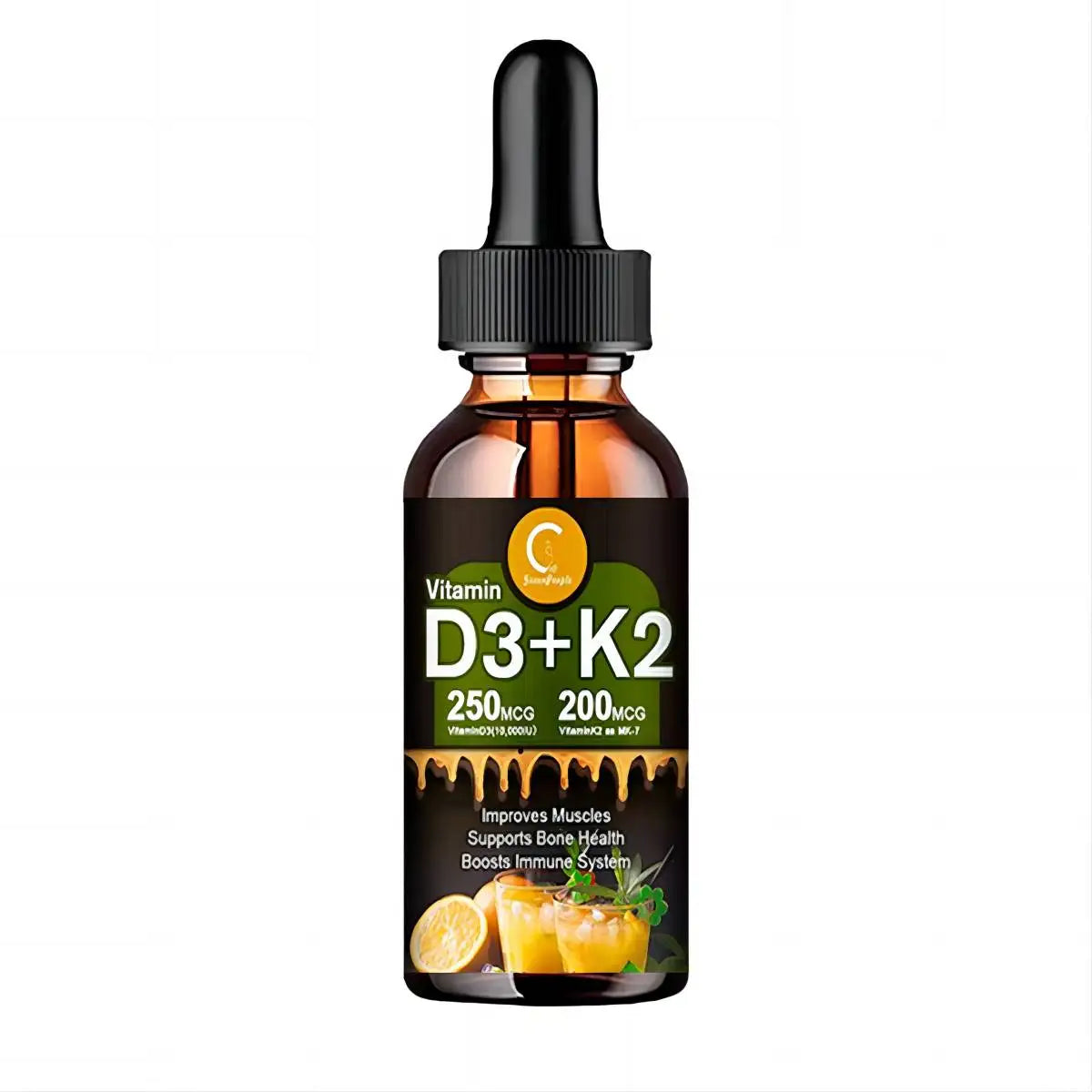 Vitamin D3 and K2 serum, 250MCG and 200MCG, supports muscles and bone health, boosts immune system, Belgian product.