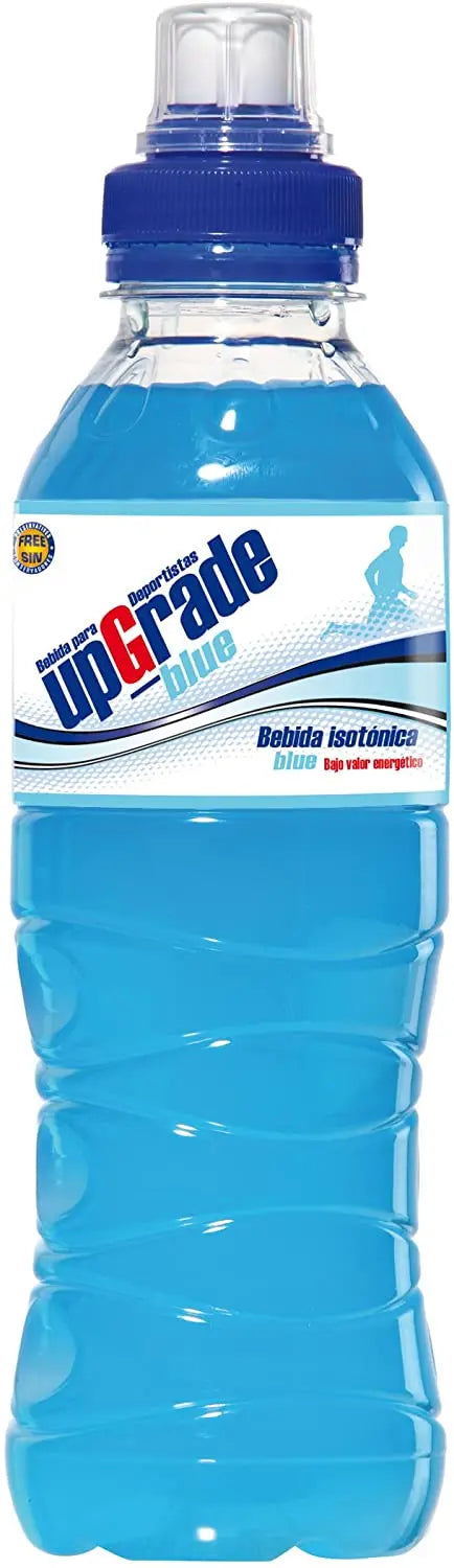 Benedetto Upgrade Blue Isotonic Sports Drink in a clear bottle, designed for athletes, ideal for hydration and endurance.